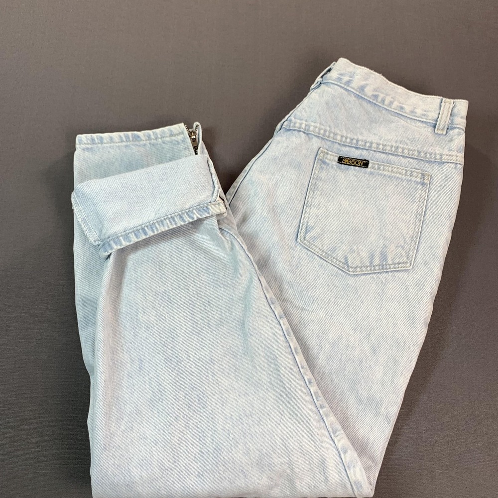 VTG Sasson Jeans Women 18 32x27 Light Wash High Rise Tapered Ankle Zip Denim 90s
